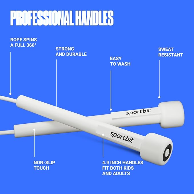 SPORTBIT Adjustable Jump Rope for Fitness and Exercise – Skipping Rope for Cardio, Boxing, and Weight Loss – Speed Rope perfect for Men & Women