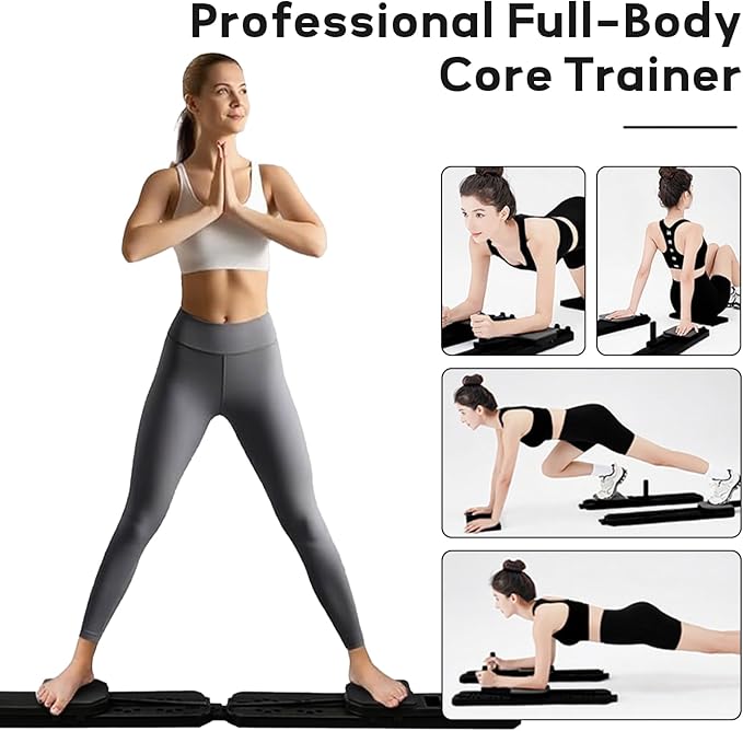 Pilates Board, Portable 7-in-1 Multifunctional Pilates Reformer Equipment with Timer, Anti-Slip and Quiet Design Pilates Reformers for Home Workout, Core Exercise for Women