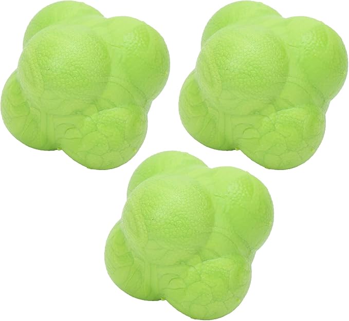 Drfeify 3Pcs Bounce Reaction Balls Ball Set for Training & Coordination HexShaped with TPR Material for Multisport Athletes