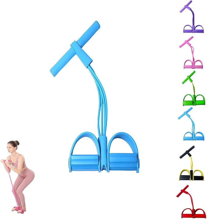 Fashion Puller Exercise,4-Tube Home Workout Pedal Resistance Bands with Handles,Manual Tension Pedal Elastic Band,Multifunction Elastic Yoga ResistanceBand,Pedal Ankle Puller Foot StretchingBand