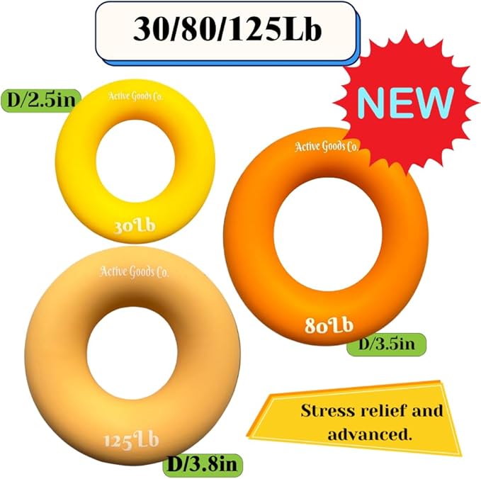 Hand Exerciser - PROFESSIONAL GRADE, Set or Single, Different Sizes. Visit to see more! Bague classique en silicone parfaite pour améliorer la force, la puissance et la vitesse dans les poignets.