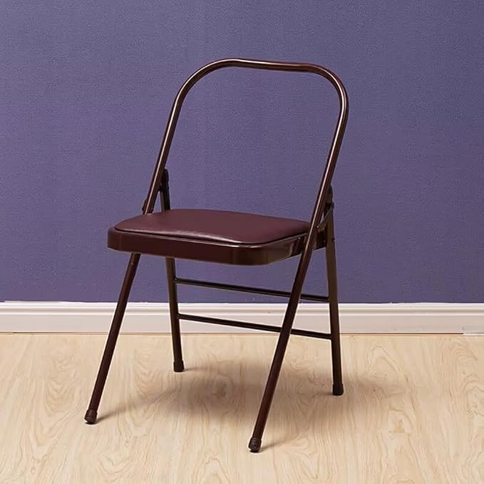 Iyengar Pilates Assist Chair Yoga Folding Chair Prop Strength Training Tool Yoga Auxiliary Chair Thickened,Sturdy,Non-Slip,Stable,Brown