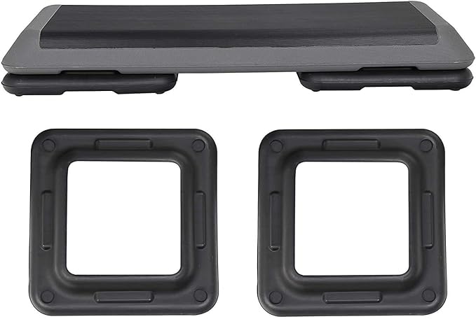 43" Exercise Aerobic Step Platform, Adjustable Fitness Stepper, with 4 Removable Risers for Home Gym Cardio Strength and Training
