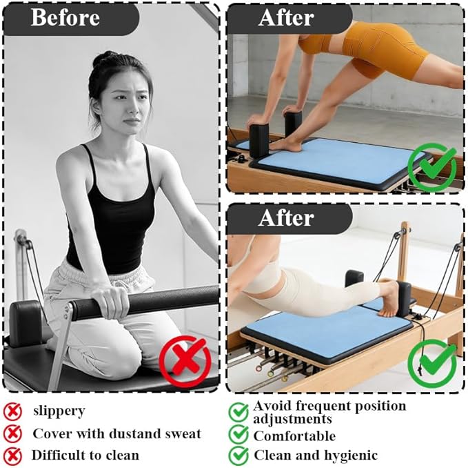 Non-Slip Pilates Reformer Mat Cover,0.8mm Thick Pilate Reformer Machine Cover Mat Towel,Pilates Mats for Reformer,Fleece Exercise Matfor Pilate Training Yoga 39" x 24"