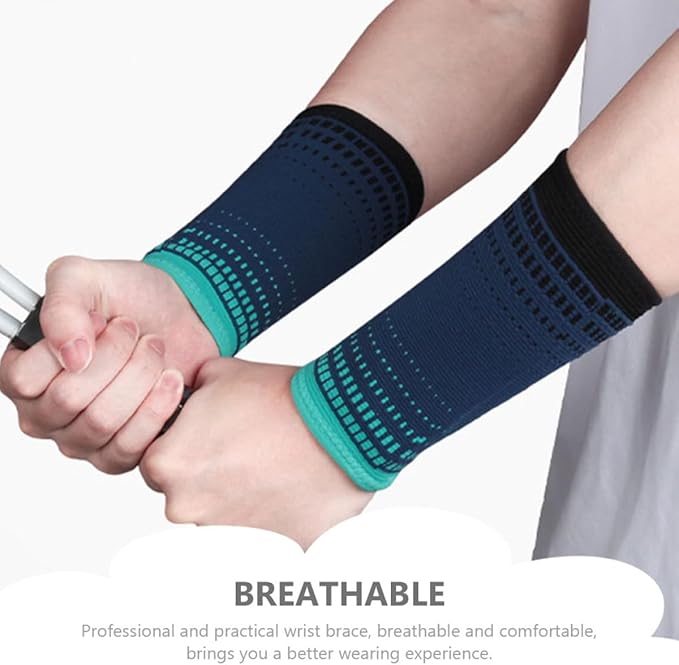 Veemoon Professional Fitness Wrist Brace Compression Support, Wear-Resistant Knitted Wrist Wraps 2pcs Navy Blue, Multi-Function Protective Joint Wraps for Workout and Sports