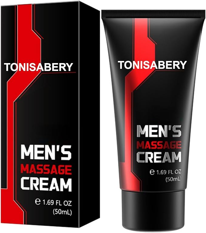 Enlarge Men's Massage Cream, 1.69 fl oz (50mL), Black and Red, Gel Natural Enlargement Formula, Male Enhancement Oil for Men, Body Oil-Gel for Private Part, Men's Re-Vitalize Enlargement Cream