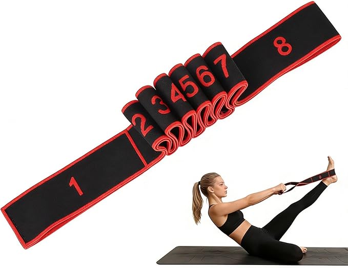 Elastic Exercise Bands with Handles, Adjustable Strength for Home Gym, Stretching, Yoga & Pilates, Non-Slip Puller Straps for Full Body, Glutes & Legs Workout