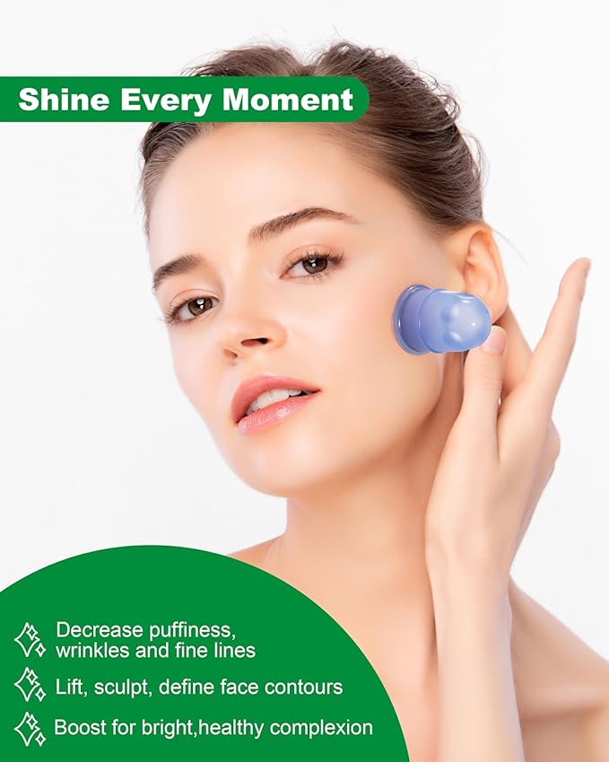 Silicone Cupping Therapy Sets (6-Pc Kit) - Included 2 Pcs Facial Suction Cups, Anti Cellulite Cup Massager - Vacuum Suction Cup for Cellulite Treatment - Amazing Cellulite Remover