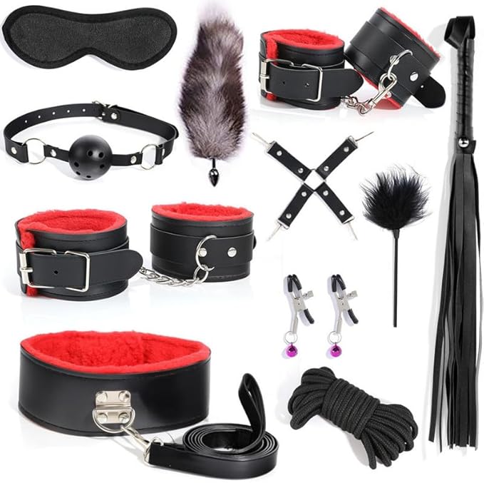 11-Piece Plush Pilates Training Kit, Stretch Strap, Hip Support Accessories, Bed Pilates, Multi-Functional Body Shaping (Red) - Y6