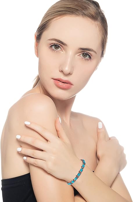 Copper Bracelets for Women, Pure Copper with Colored Turquoise Bracelet, 3500 Gauss Magnets, Fashion Jewelry（FUTI-1）