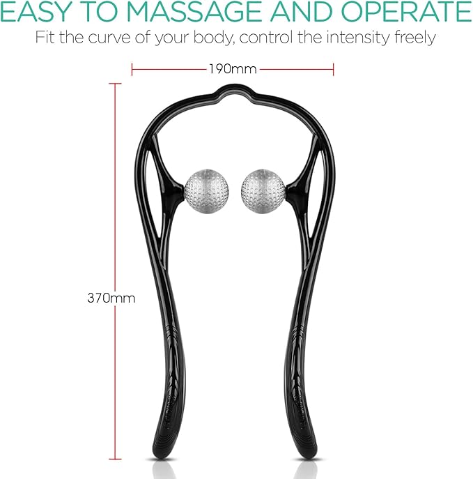 VOYOR Neck Massager Shiatsu Deep Tissue Dual Trigger Point Shoulder Massager for Pain Relief, Ergonomic Handle Design, Lightweight & Portable MS110