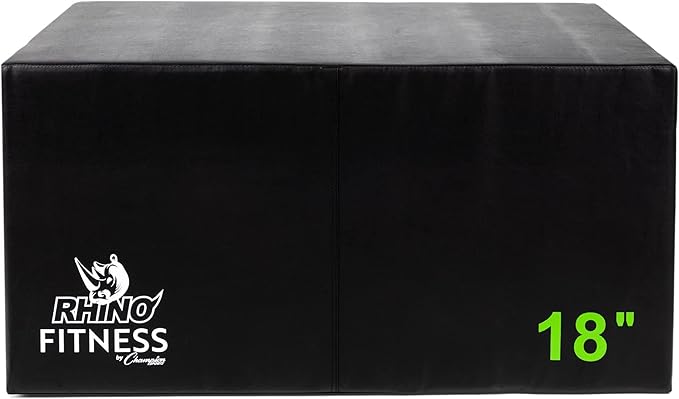 Champion Sports Foam Plyometric Box, Black - Durable Jump Boxes for Training with Handles, Hook and Loop Flaps - Stackable Plyo Box Jumps for Gym - Multiple Sizes