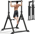 Foldable Power Tower Dip Station Pull Up Bar, Multifunction Triangular Structure Pull Up Station Home Gym Strength Training Workout Equipment