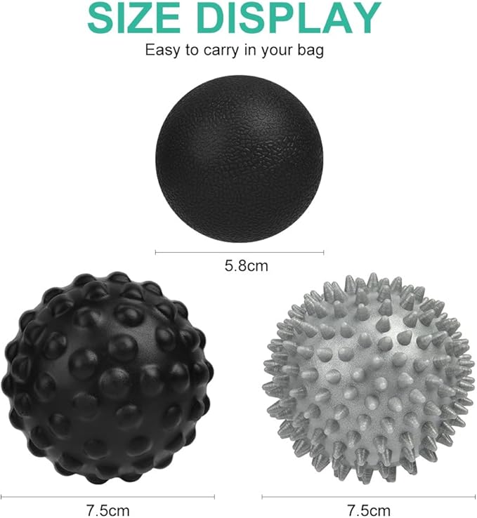 URAQT Spiky Massage Ball, 3 Pack Hard Spiky Massage Ball Roller Set, Professional Physical Therapy Massage Balls for Myofascial Release, Trigger Point Deep Tissue Massage, Plantar Fasciitis Recovery
