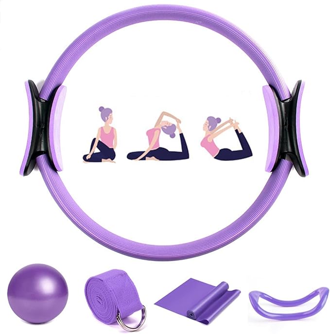Pilates Essentials Kit for Women,Better Me Pilates Kit,Pilates Ring and Ball Set with Booty Resistance Bands,25 cm Yoga Ball,Figure-8 Resistance Stretch Bands for Core Strength Glute Toning