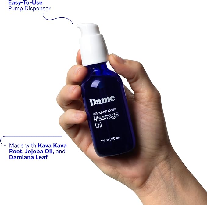 Dame Products Massage Oil for Women - Relaxing Body Oil for Massaging - Natural Sandalwood and Cardamom Scent
