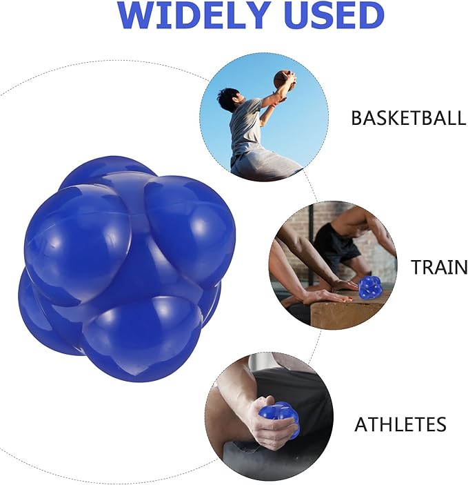 Agile Training Ball Hexagonal Silicone Reflex Reaction Ball 68mm Large Blue for Indoor Fitness Speed Goalkeeper Training