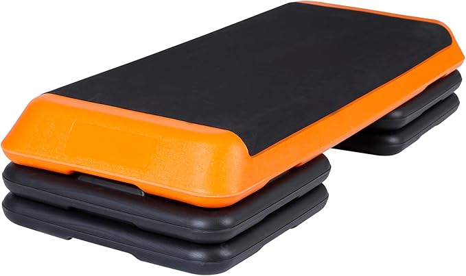 Smartxchoices 43 Inch Aerobic Stepper Adjustable Exercise Workout Step Platform Bench with 4 Risers 4" - 6" - 8" Height for Home Gym Fitness Training High Step Aerobics Platform