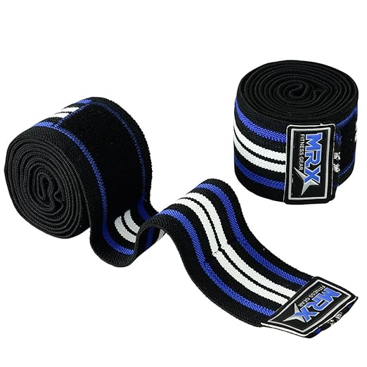 New Weightlifting Knee Wraps for Gym Fitness Training Support Bandages Knee Straps for Squats (Black/Blue/White)