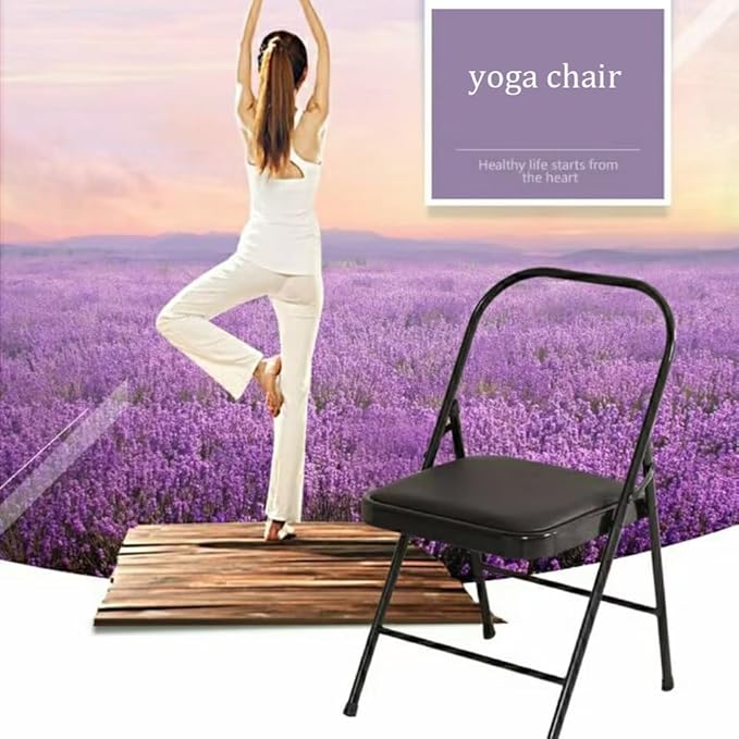 Pilates Yoga Chair,Iyengar Auxiliary Chair,Yoga Chair Reinforced Yoga Special Auxiliary Chair Folding Chair Seat Solid Anti-Slip Black,Black