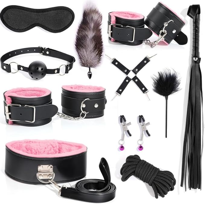 11-Piece Plush Pilates Training Kit, Stretch Strap, Hip Support Accessories, Bed Pilates, Multi-Functional Body Shaping (Pink)