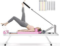 Pilates Reformer Machine, Foldable Pilates Reformer Machine Equipment for Home and Gym, with Dual Resistance, Springs and 5 Cords, Up to 330 lbs