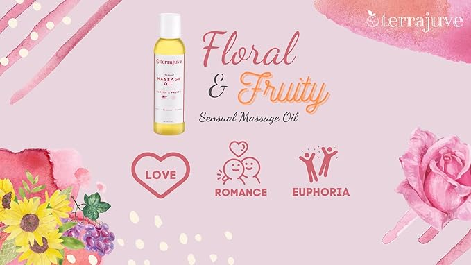 Aromatherapy Eucalyptus and Spearmint, Floral and Fruity, & Lavender and Mint Massage Oils Set Wrapped in Organza Bag, Pure, Organic, All Natural, Made in USA… (Floral & Fruity)