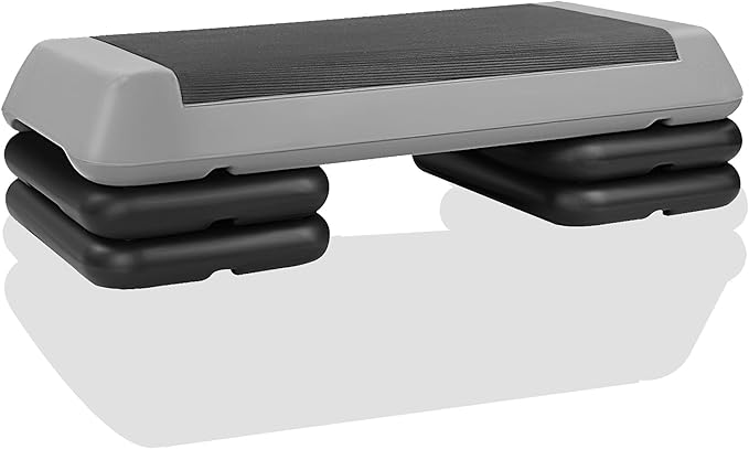 Gym Step Platform for Exercise at Home, Fitness Step for Home Workout, Adjustable Step Up Exercise Platform, Aerobic Stepper Step Platform with 4 Risers, Step Exercise Platform for Work Out