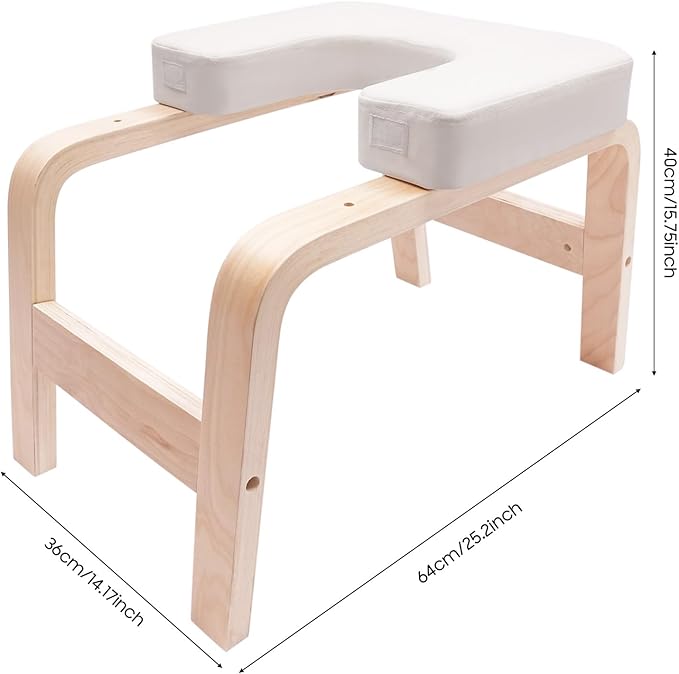 Yoga Headstand Stool, Solid Wood Yoga Inversion Bench with Detachable T-Shaped Block, Meditation Benches with Sponge Seat, for Yoga, Waist, Leg Exercises