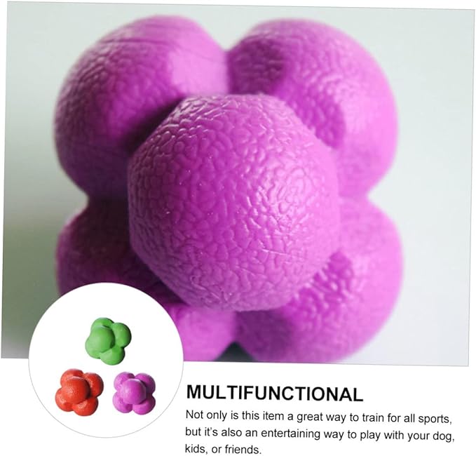 3pcs Exercise Ball Hexagonal Reaction Ball Fitness Agile for Sports Reflex Training Random Color