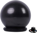 Yoga Ball Chair,Yoga Ball，Exercise Ball, Yoga Ball Chair Ergonomic Exercise Ball Stool with Base Stability Yoga Ball Chair for Adults Pregnancy Fat People Comfort Balance(Black,55cm ( 21 5/8" ))