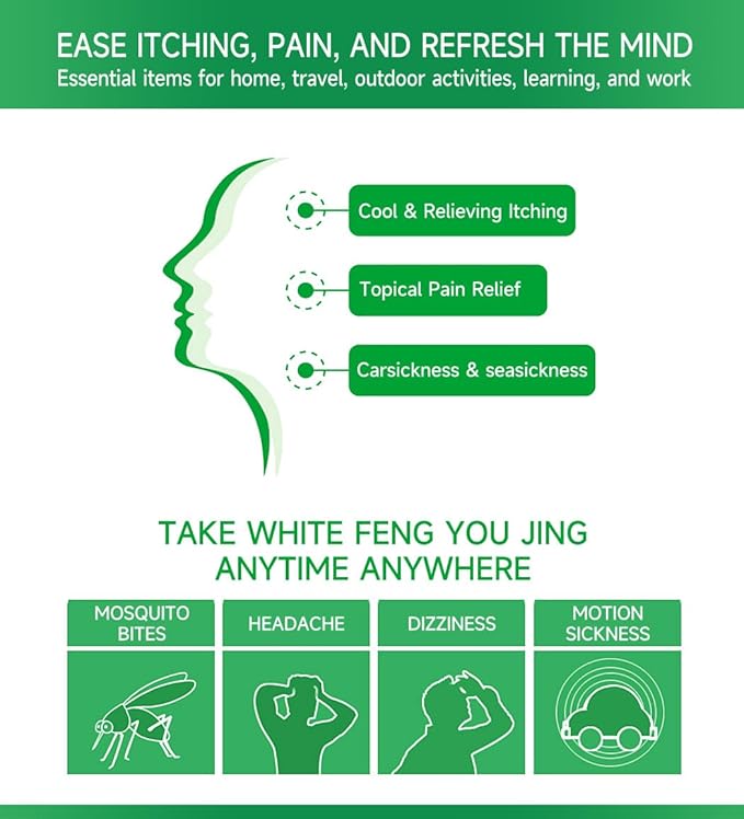 Feng You Jing 24mL (12mL × 2 Vials) - Topical Massage Oil 0.84 fl.oz 风油精 - Soothing Itching, Relief of Carsickness and Dizziness