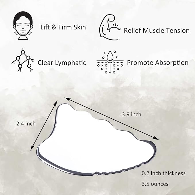 wuyaoyao Gua Sha Scraping Tool, Stainless Steel Therapy Massage Tool, Lymphatic Drainage Gua Sha Board for Anti Cellulite, Muscles Pain Relief Tool for Spa Acupuncture Trigger Point Treatment