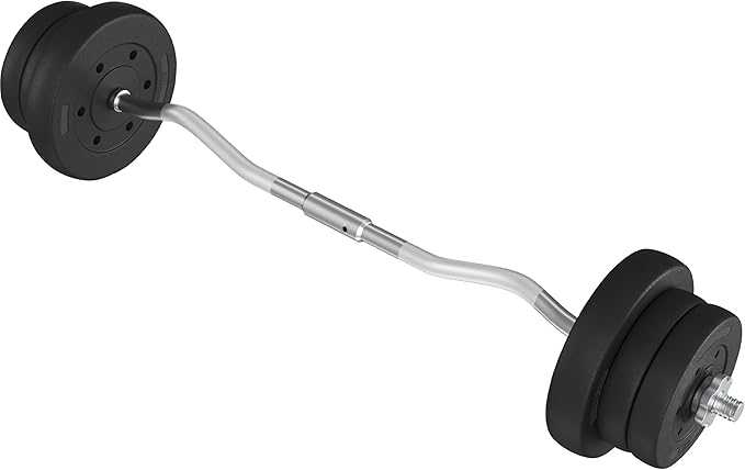 Yaheetech Barbell Set Olympic Curl Bar Weights & 2 Olympic Barbell Clamps Strength Training Bars