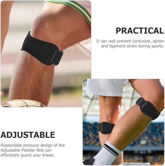 VANZACK Adjustable Patellar Knee Strap with Breathable Silicone Pads, Dual-Side Support Knee Brace for Relief and Sports Protection, Black, Unisex Joint Wrap for Running and Exercise