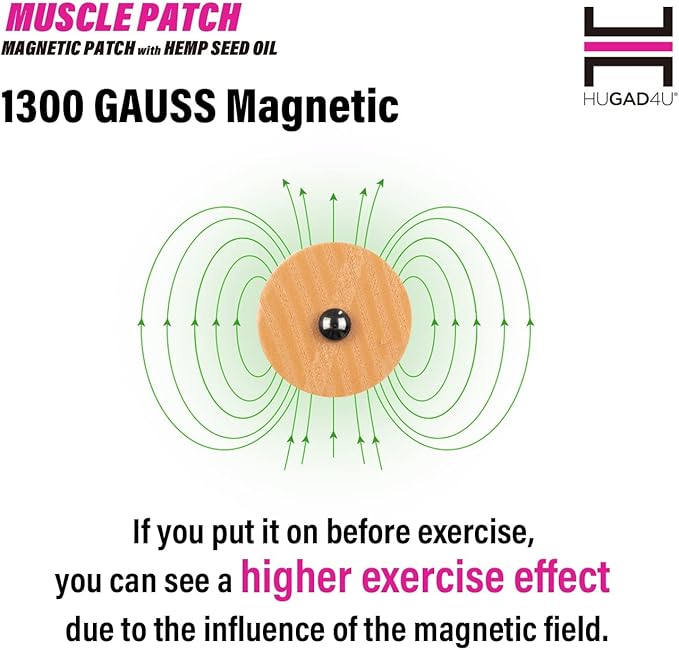 [90Pack] Muscle Magnetic Patch with Natural Oil, Magnetic Acupressure Patches, 1300 Gauss, Magnet Therapy, Light Magnetic Energies, Made in South Korea (90)