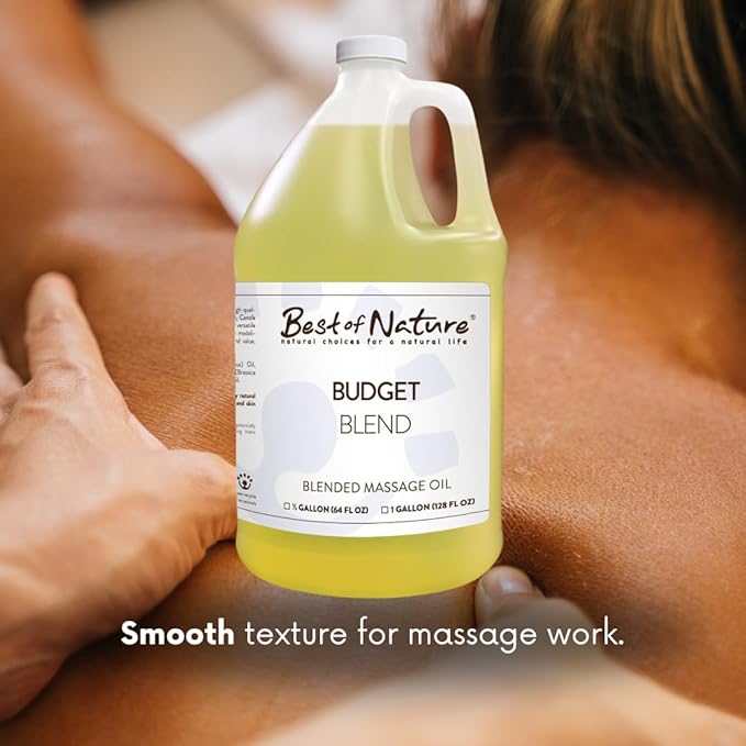 Best of Nature Budget Blend Massage & Body Oil - Affordable, Lightweight Moisturizer for Therapists & Spas, Bulk Size Available - 8 fl oz