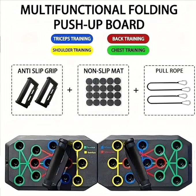 Foldable Push Up Board with Risistance Band,24-1 Multifunctional Multi-Functional Push Ups Bars,Push Up Handles for Floor for Men,Home Workout Equipment Pushup Stands for at Home Exercise- Fitness Accessories