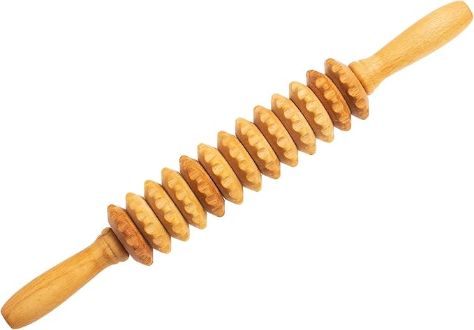 Neck Massager Roller Stick and Gua Sha - Wooden Foam Roller Massage Tools for Relaxation, Pain Relief, and Improved Circulation - Ideal for Back, Shoulder, and Neck Therapy