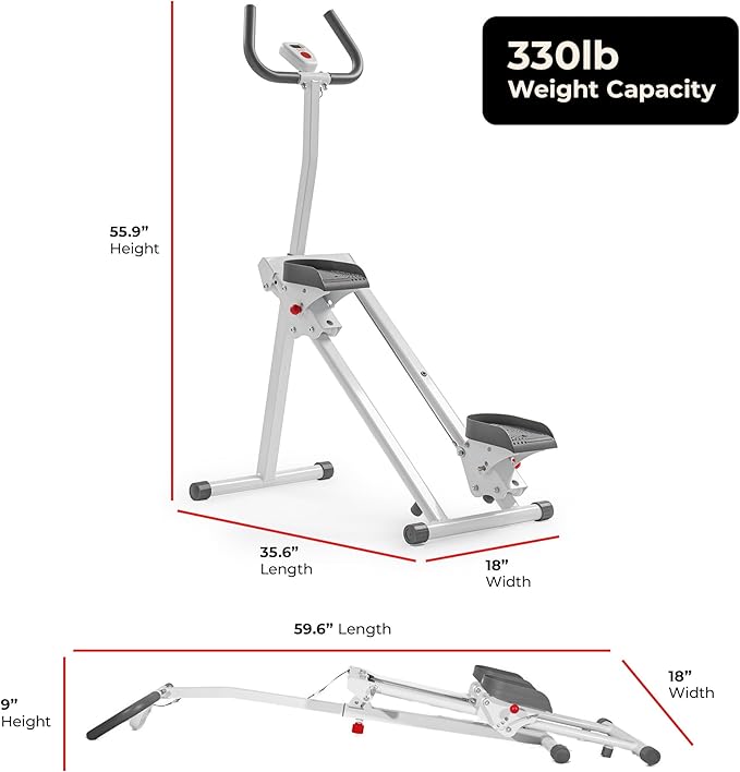 Sunny Health & Fitness Smart Foldable Cardio Stair Stepper, Vertical Climber with Extended Step Range, SunnyFit App Connection – Pink / White / Gray