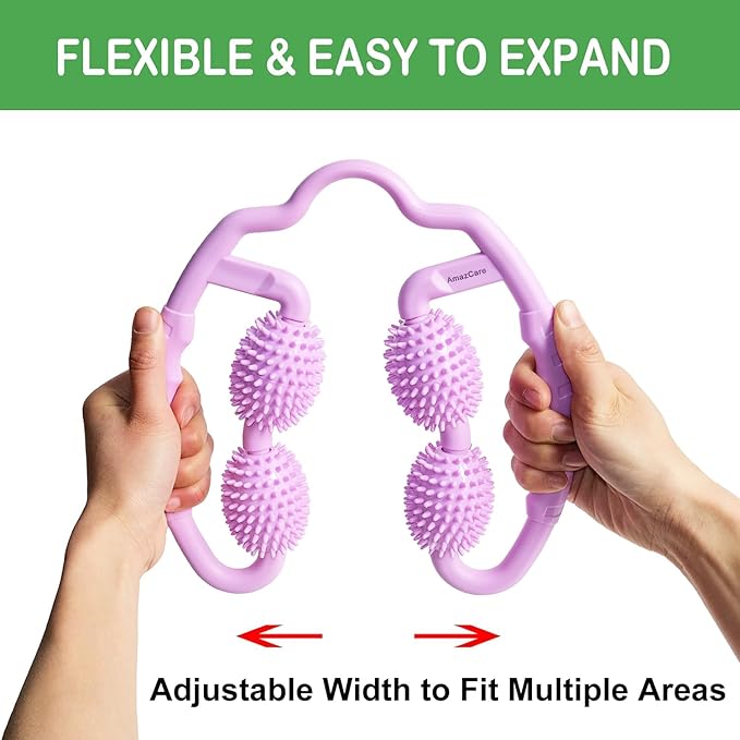 Cellulite Massage Tool Leg Roller. Lymphatic Drainage Massager Muscle Roller with Spiky Balls for Thigh Calf Arm Back Buttock. Fascia Blaster for Circulation Deep Tissue Pain Relief Recovery (Purple)