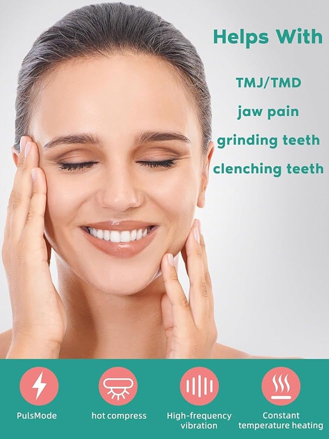 TMJ Relief Products Jaw, TMJ Relief Massager, Vibration and Heating, Ergonomic Multi-Needle Design TMJ Massage Tool, Effective Jaw & Neck Pain, Grinding and Clenching Teeth Relief (Green)