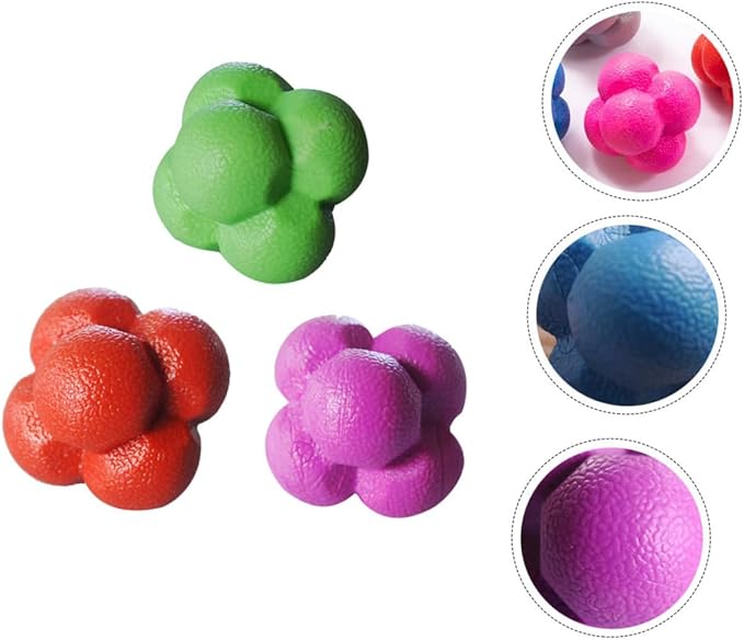3pcs Hexagonal Reaction Balls for Agility Training Fitness Agile Balls for Hand Eye Coordination Reflex Improvement and Home Workout Equipment Random Color