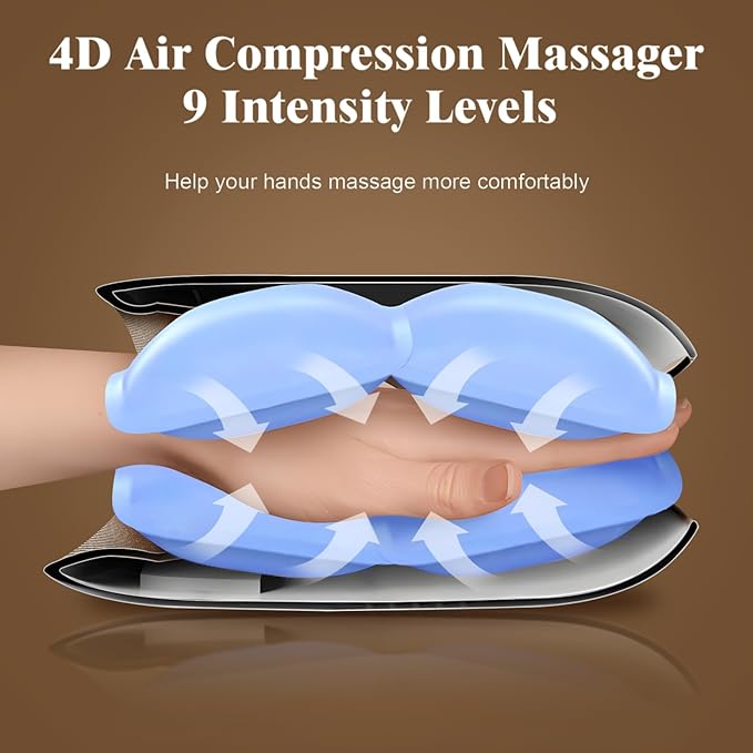 Hand Massager, 9 Modes 9 Intensities Hand Massage, Cordless Hand Massager for Arthritis and Carpal Tunnel, Mother's Day Gifts for Men Women Parents Relaxation at Office, White