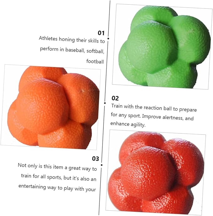 Totority 3pcs Hexagonal Agility Reaction Balls High Training Equipment for Hand Eye Coordination Indoor Drills and Sports Practice Random Color