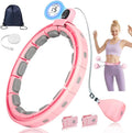 Smart Silent Weighted Fitness Hoop with Counter, Adjustable 30"-50" Infinite Exercise Hoop - A Spinning Hoop for Waist & Adult Weight Loss, Includes Tape Measure & Backpack for Women & Beginners
