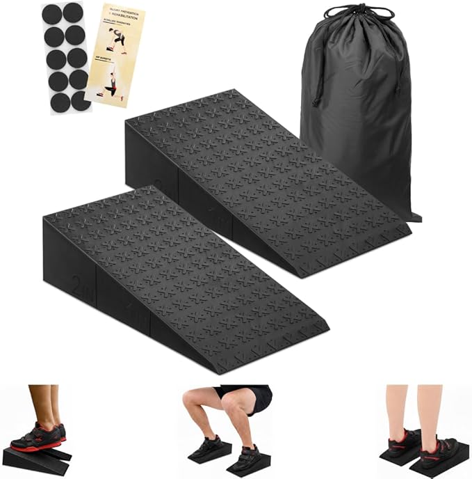 ZKDLFIRE Squat Wedge Block – 2 Pcs, Non-Slip Squat Wedges Weightlifting – Heel Elevated Squat Wedge, Heel Wedge for Squats, Slant Board for Squats to Improve Mobility, Balance, Strength & Squat Depth, Includes Anti-Slip Pads & Carrying Bag