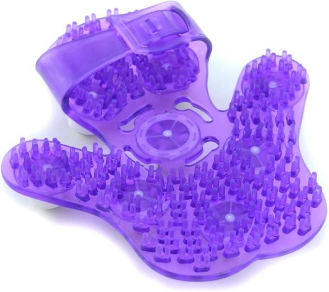 SAMYO Palm Shaped Massage Glove Body Massager with 9 360-degree-roller Metal Roller Ball Beauty Body Care (Purple)