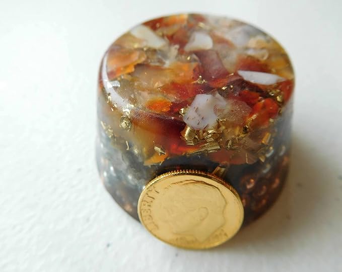 Carnelian Orgone Generator Energy Accumulator 528Hz/7.83Hz/Advance Harmonics Many Beautiful Ingredients and Colors! smtbscOG(Carnelian)
