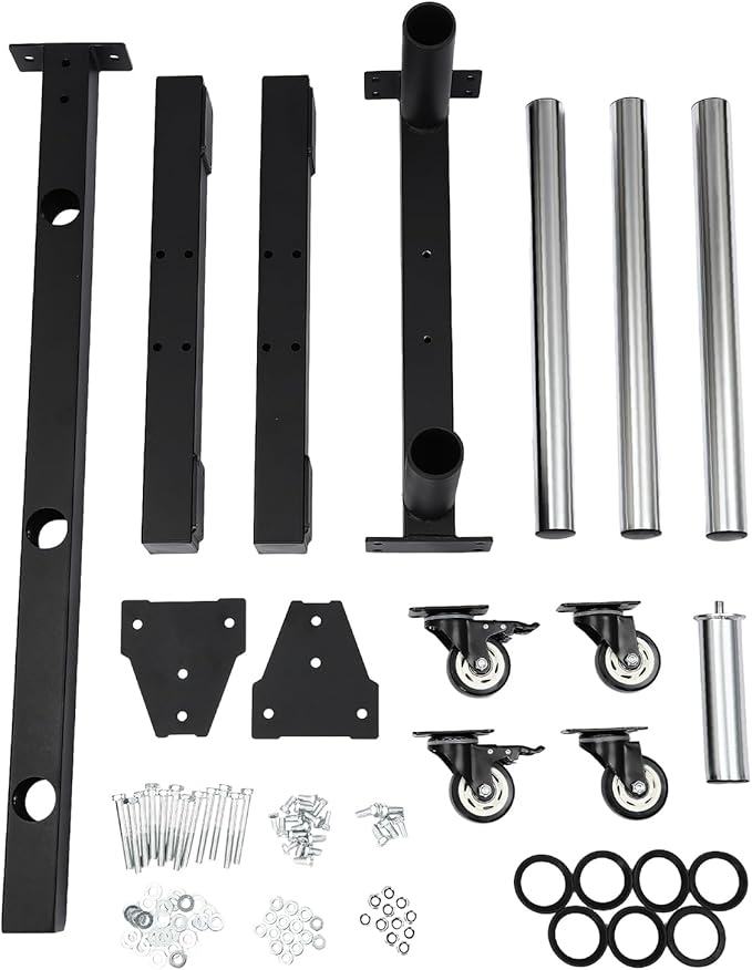 Olympic Weight Plate Tree, Olympic Weight Plate Rack with 6 9.5 in storage posts & bar holders Barbell Plate and Dumbbell Racks Tree with Brake universal wheel Load-bearing 1100lbs